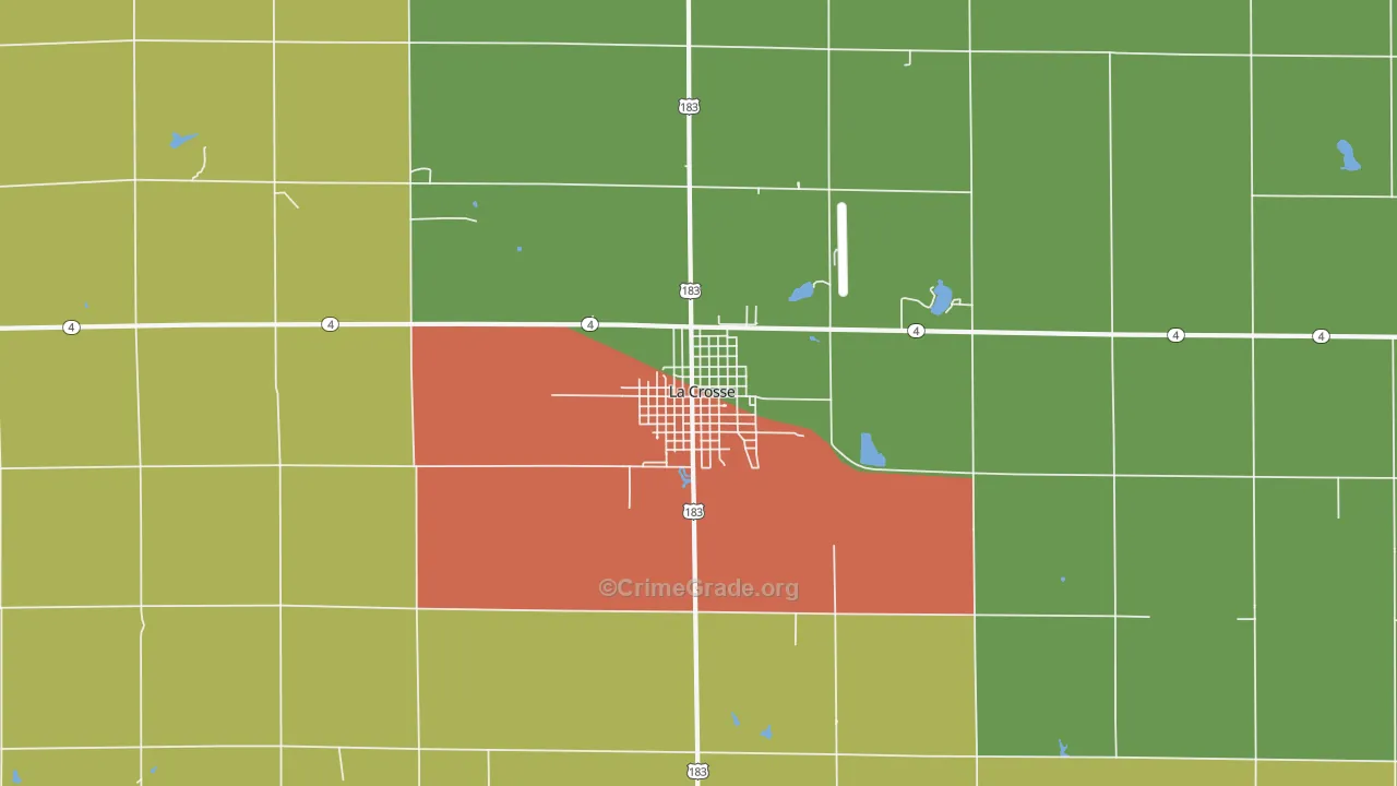 La Crosse, KS Map of Murder Rates