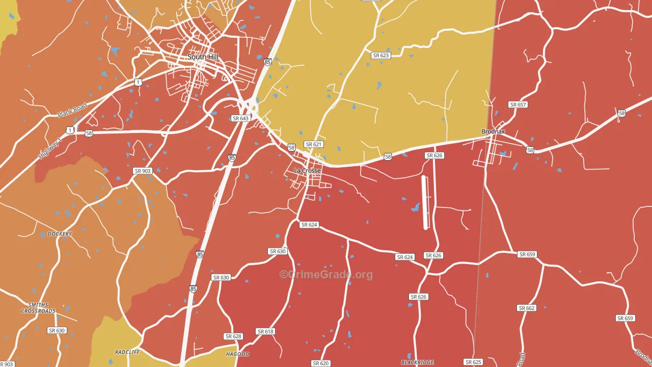 La Crosse, VA Map of Murder Rates