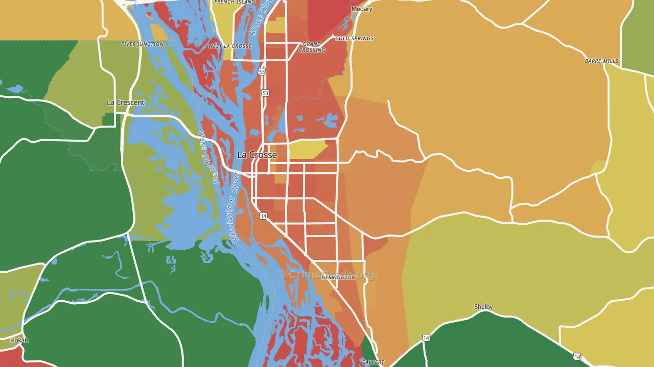 La Crosse, WI Map of Murder Rates