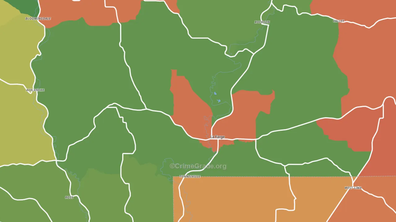 La Farge, WI Map of Murder Rates