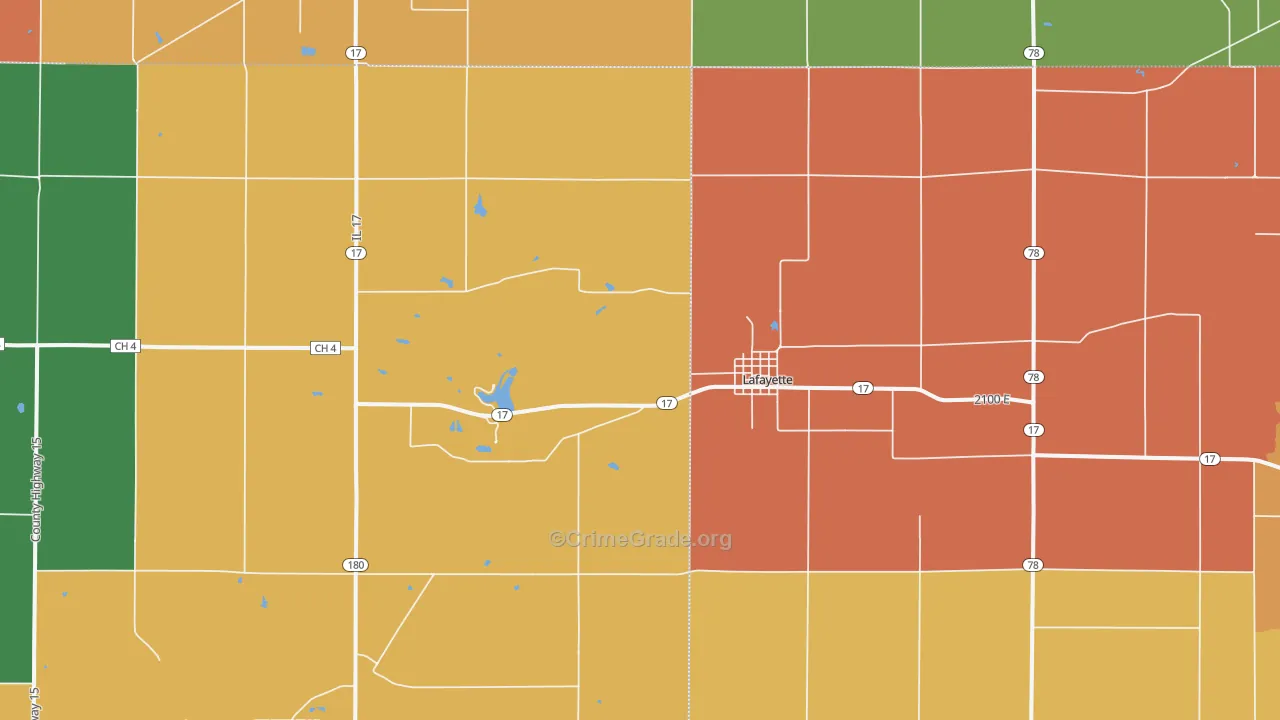 La Fayette, IL Map of Murder Rates