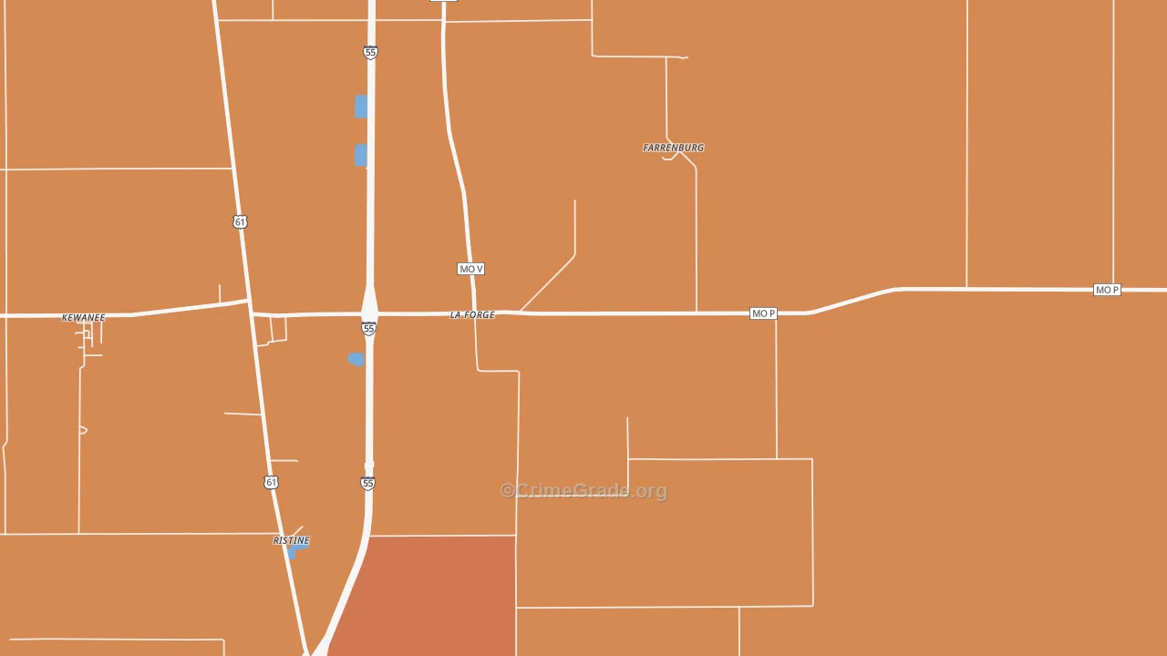 La Forge, MO Map of Murder Rates