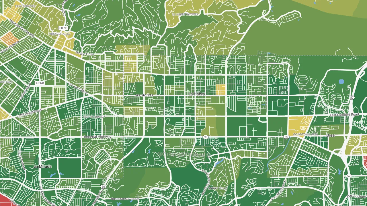 La Habra, CA Map of Murder Rates