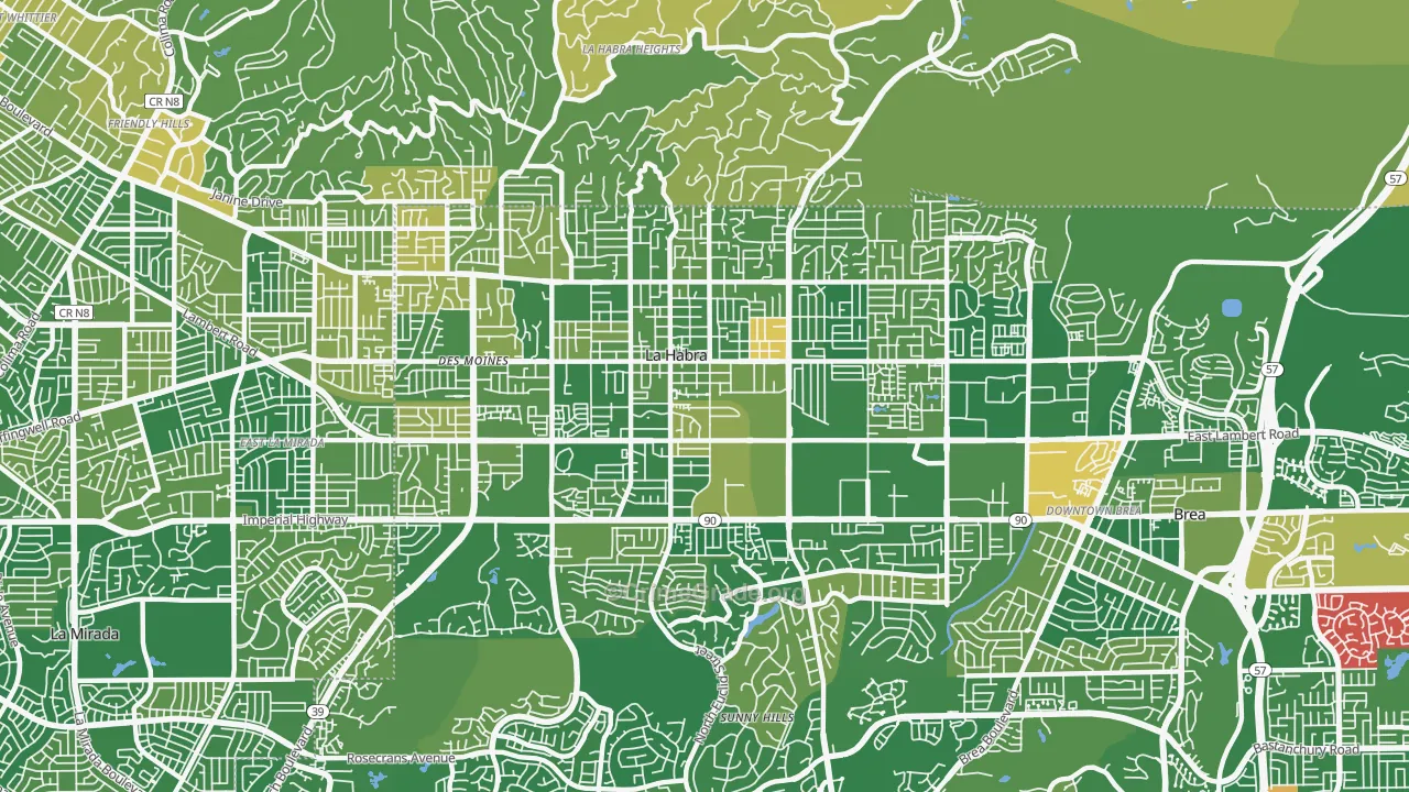 La Habra City, La Habra, CA Map of Murder Rates