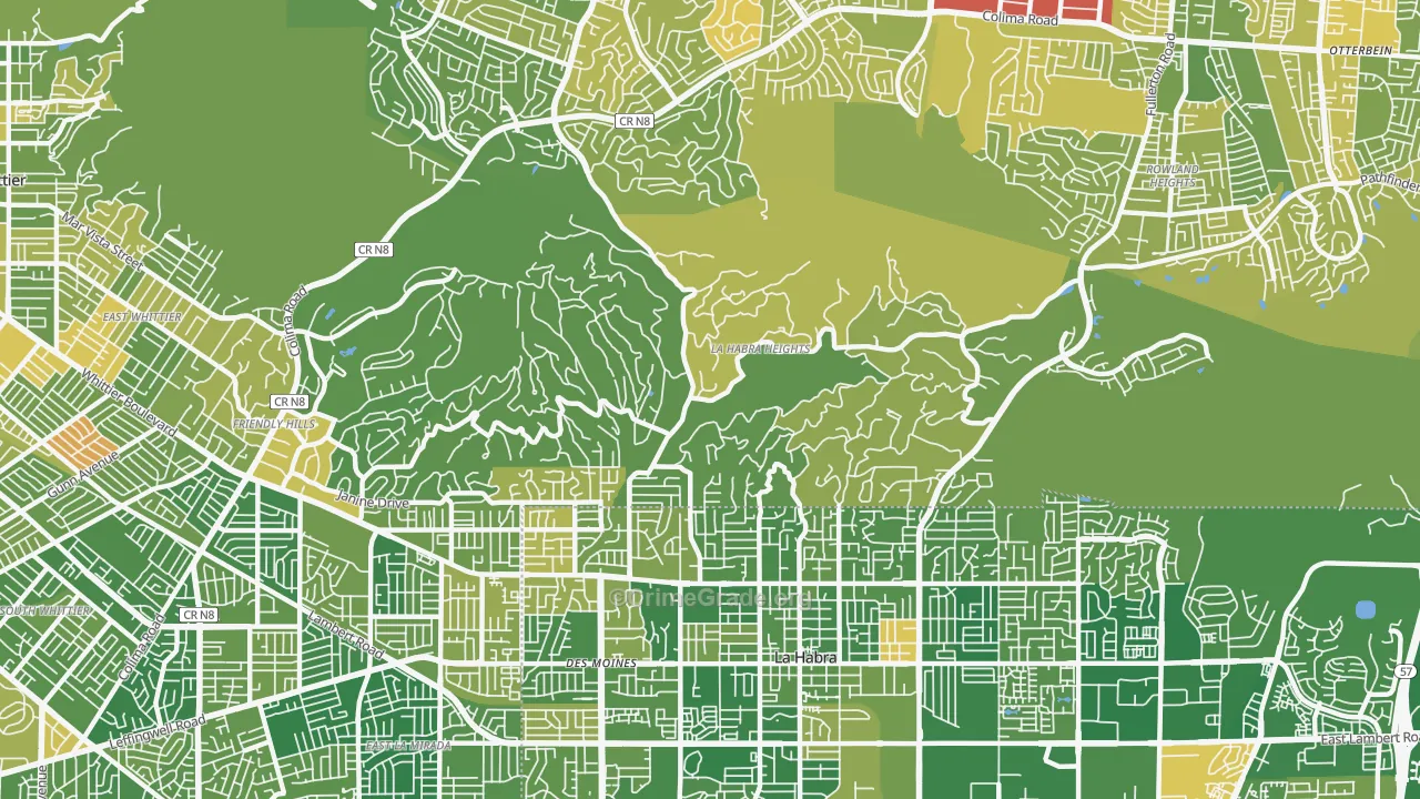La Habra Heights, CA Map of Murder Rates