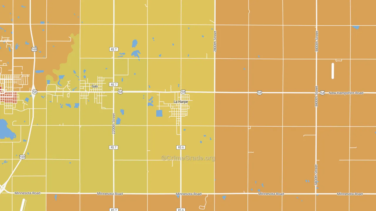 La Harpe, KS Map of Murder Rates