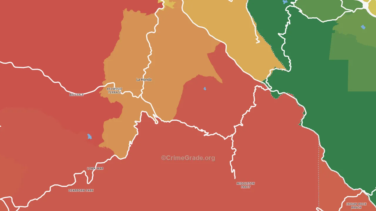 La Honda, CA Map of Murder Rates