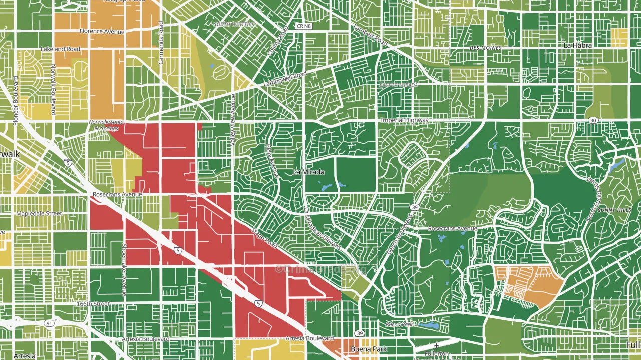La Mirada, CA Map of Murder Rates