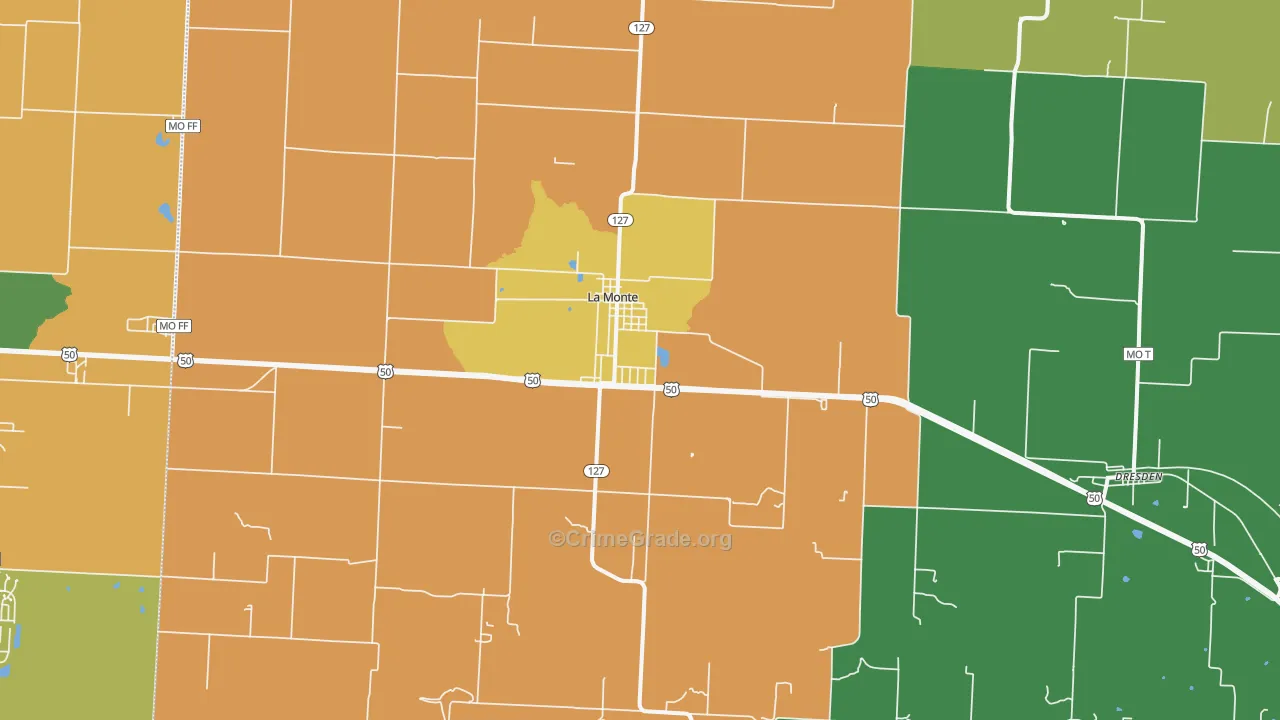 La Monte, MO Map of Murder Rates
