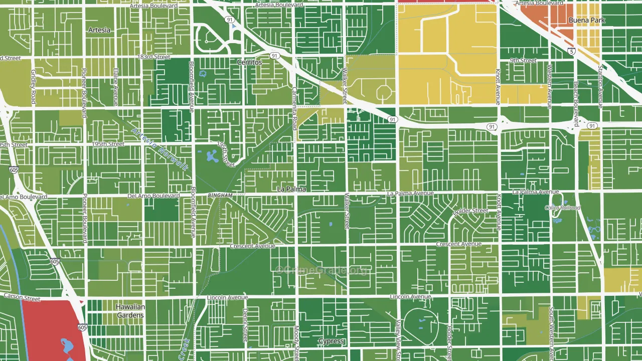 La Palma, CA Map of Murder Rates