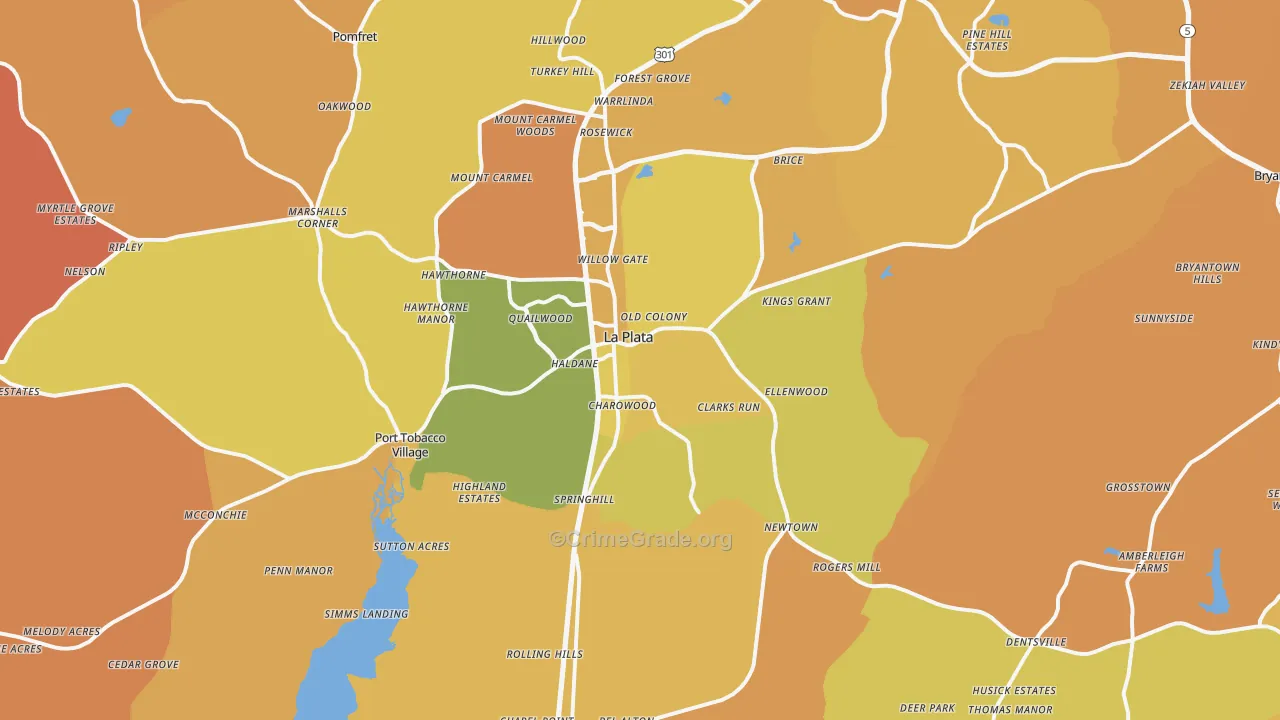 La Plata, MD Map of Murder Rates