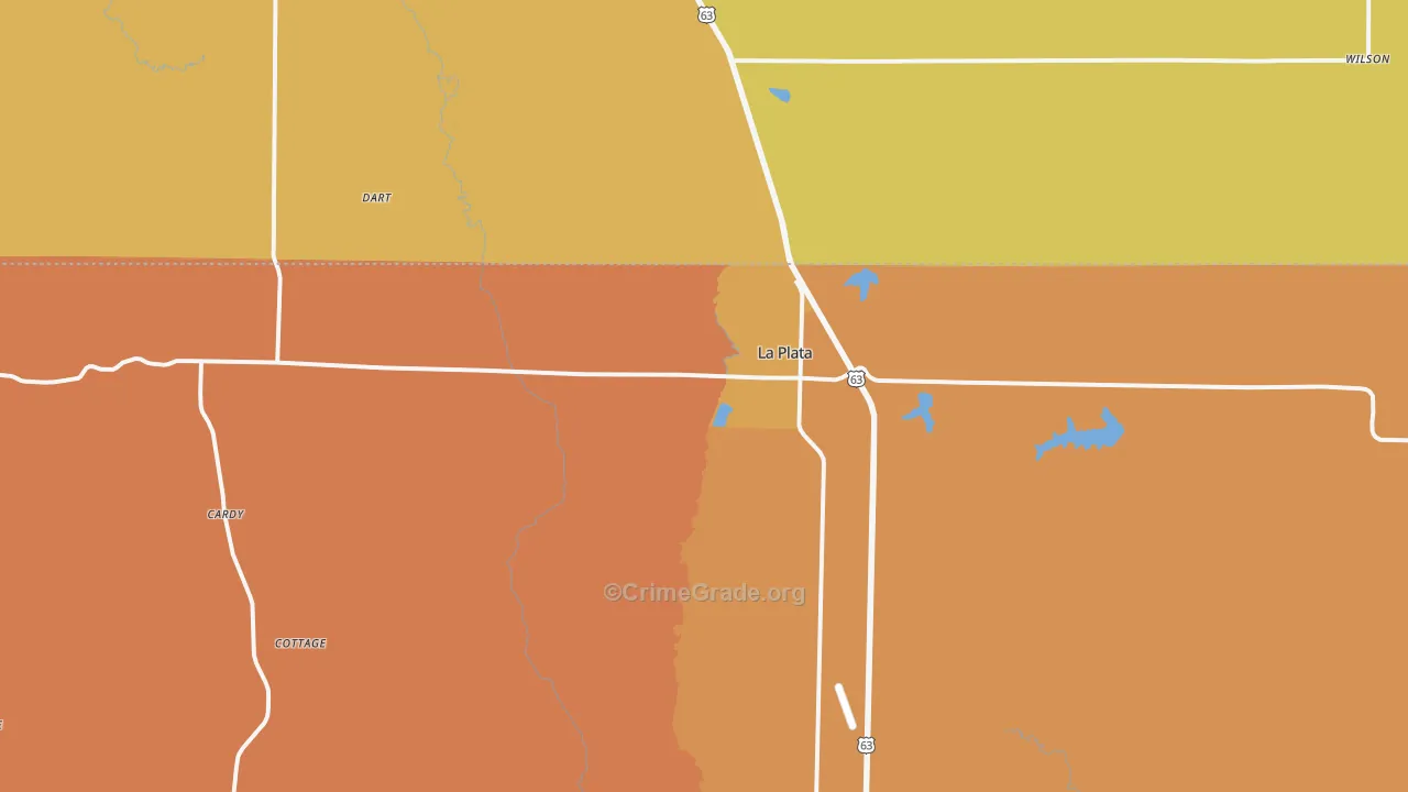 La Plata, MO Map of Murder Rates