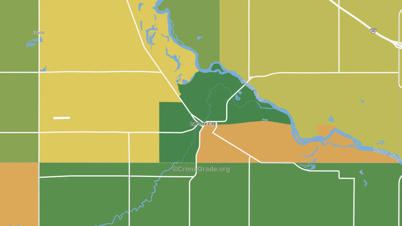 La Porte City, IA Map of Murder Rates