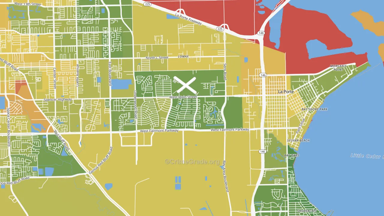 La Porte, TX Map of Murder Rates