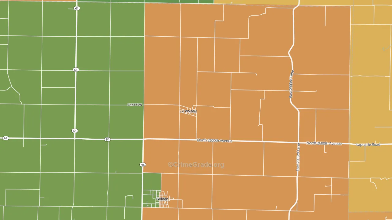 La Prairie, IL Map of Murder Rates