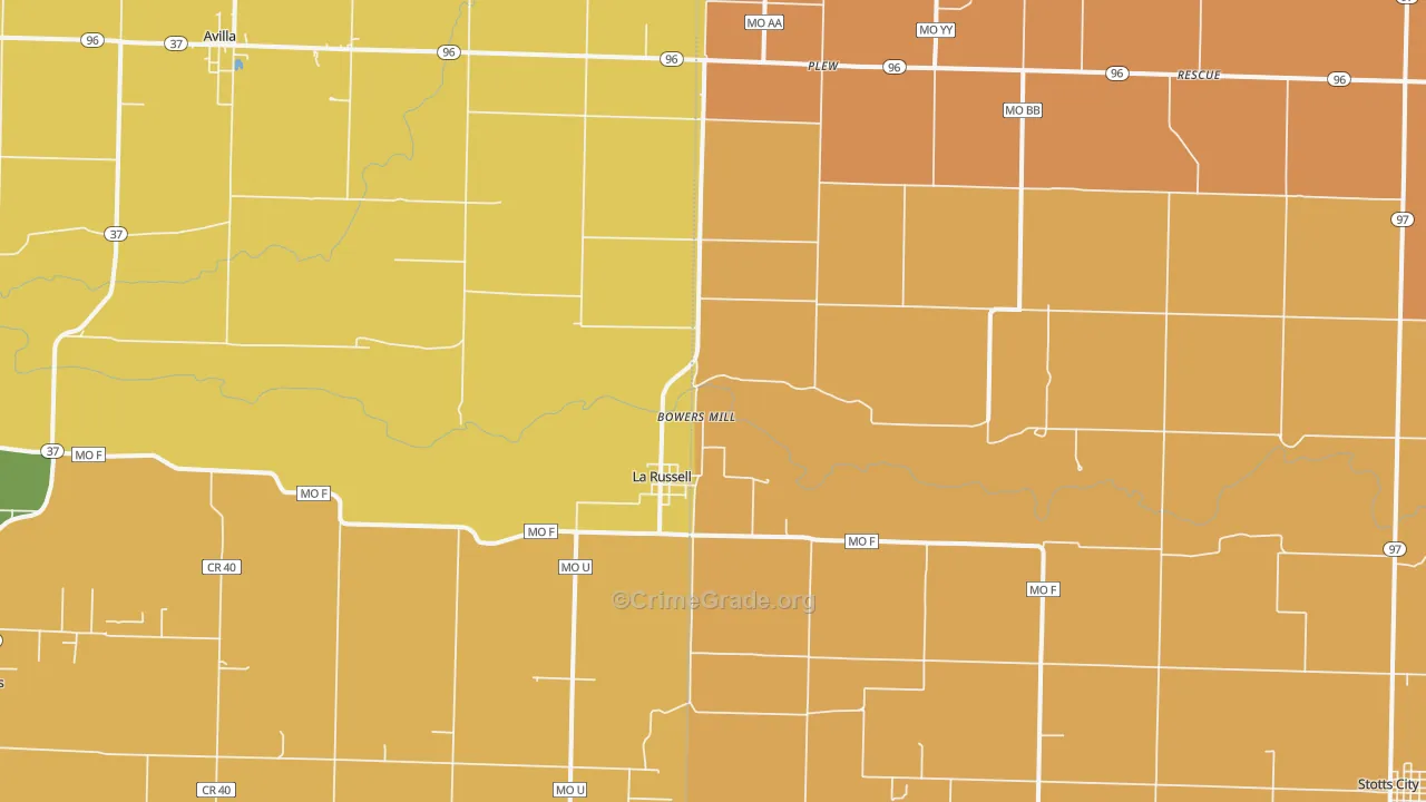 La Russell, MO Map of Murder Rates