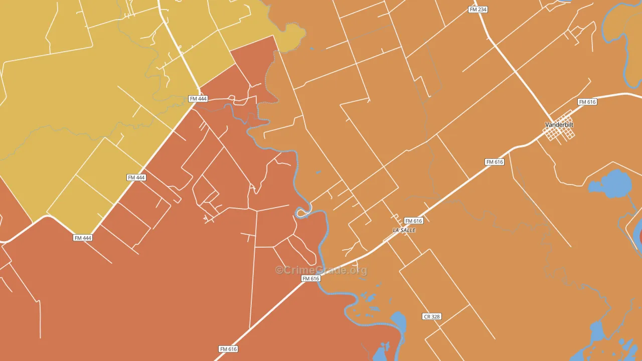 La Salle, TX Map of Murder Rates