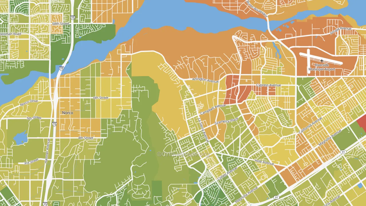 La Sierra Hills, Riverside, CA Map of Murder Rates