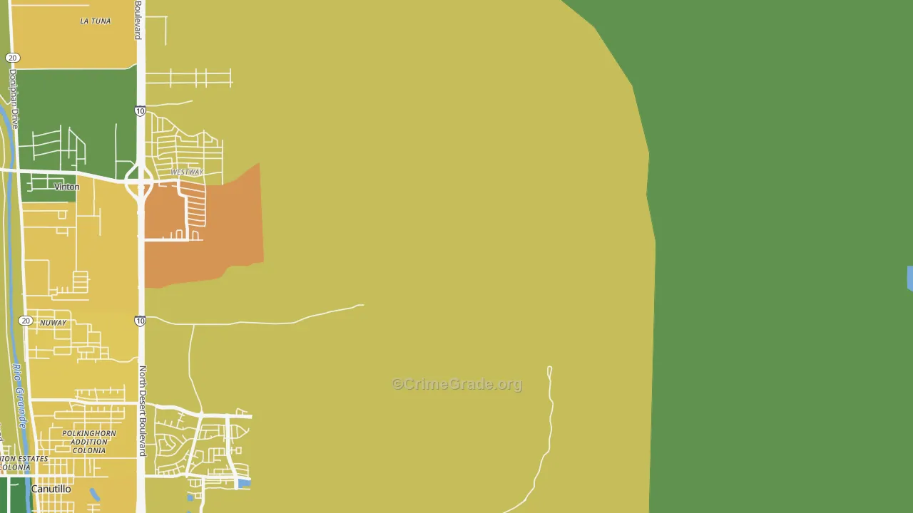 La Tuna, TX Map of Murder Rates