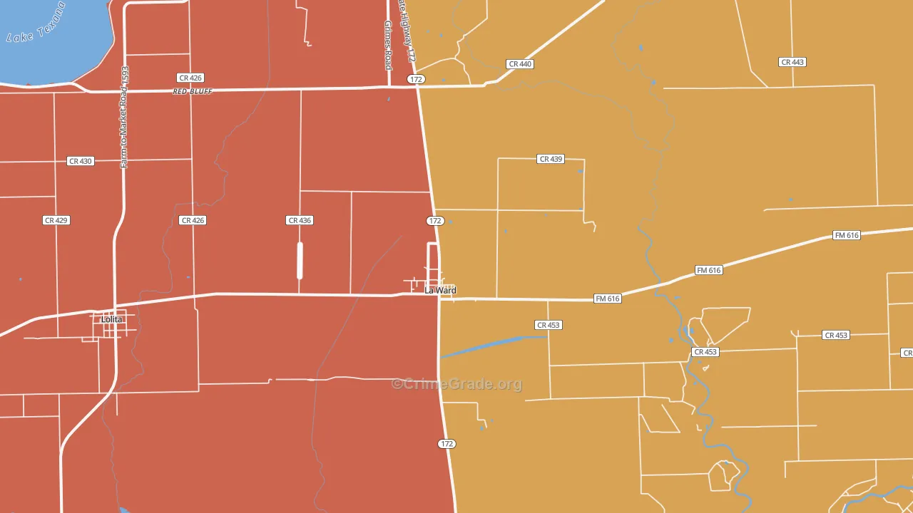 La Ward, TX Map of Murder Rates