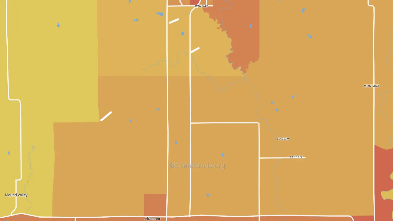 Labette County, KS Map of Murder Rates