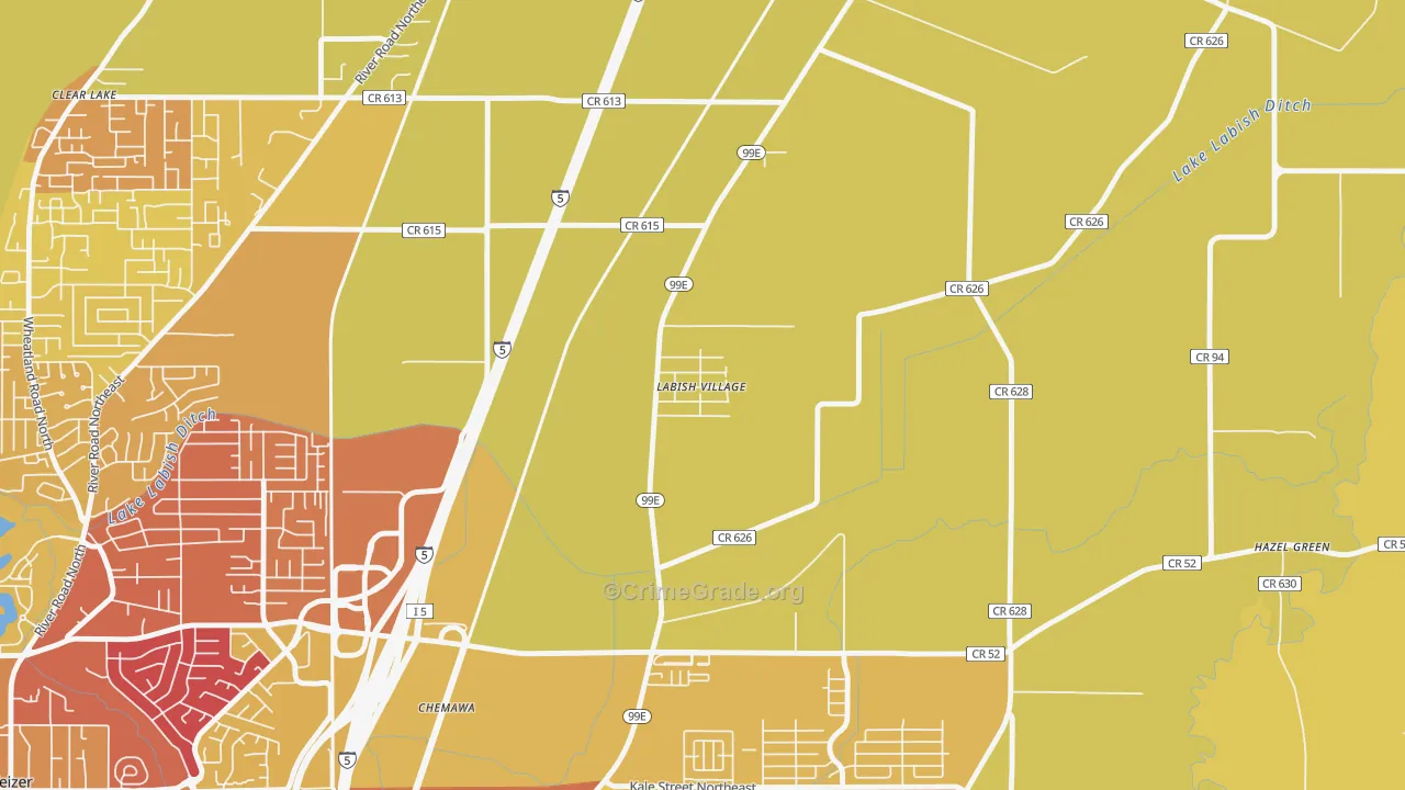 Labish Village, OR Map of Murder Rates