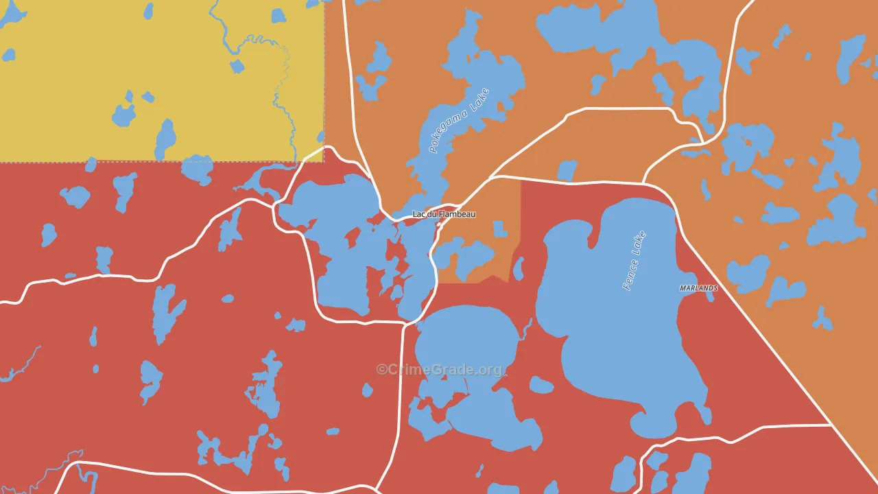 Lac Du Flambeau, WI Map of Murder Rates