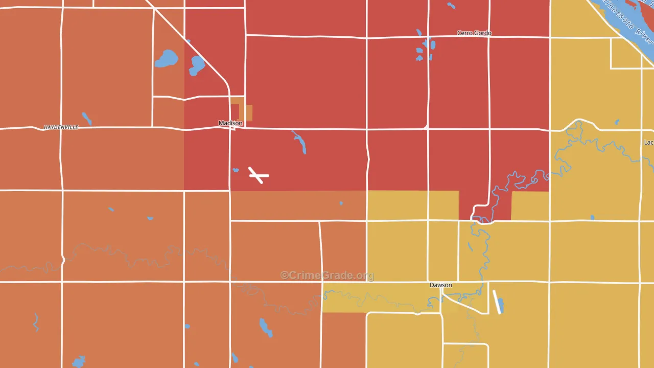 Lac qui Parle County, MN Map of Murder Rates