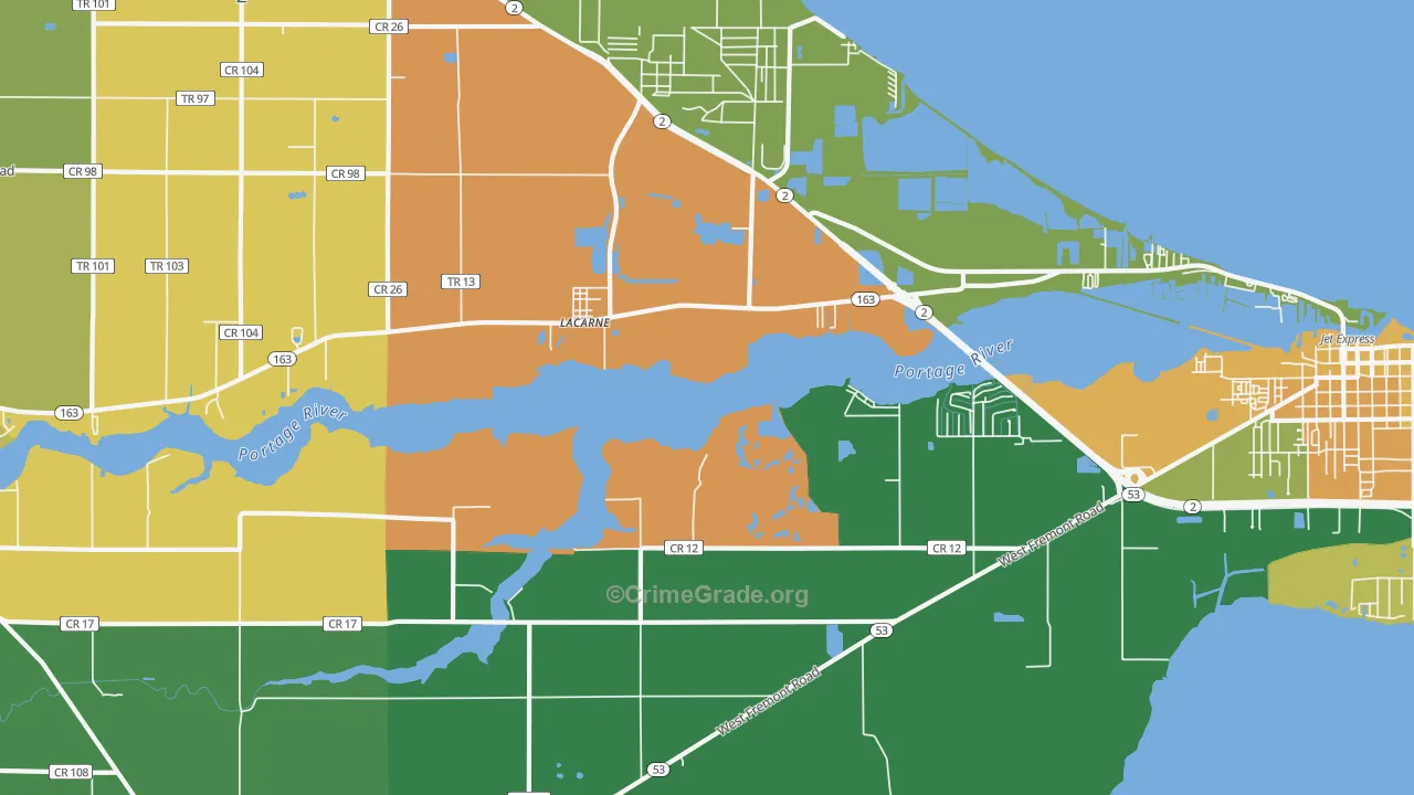 Lacarne, OH Map of Murder Rates