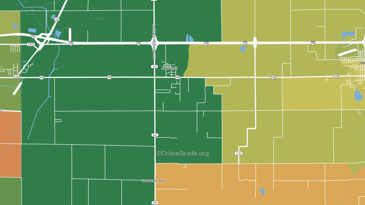 Lacassine, LA Map of Murder Rates