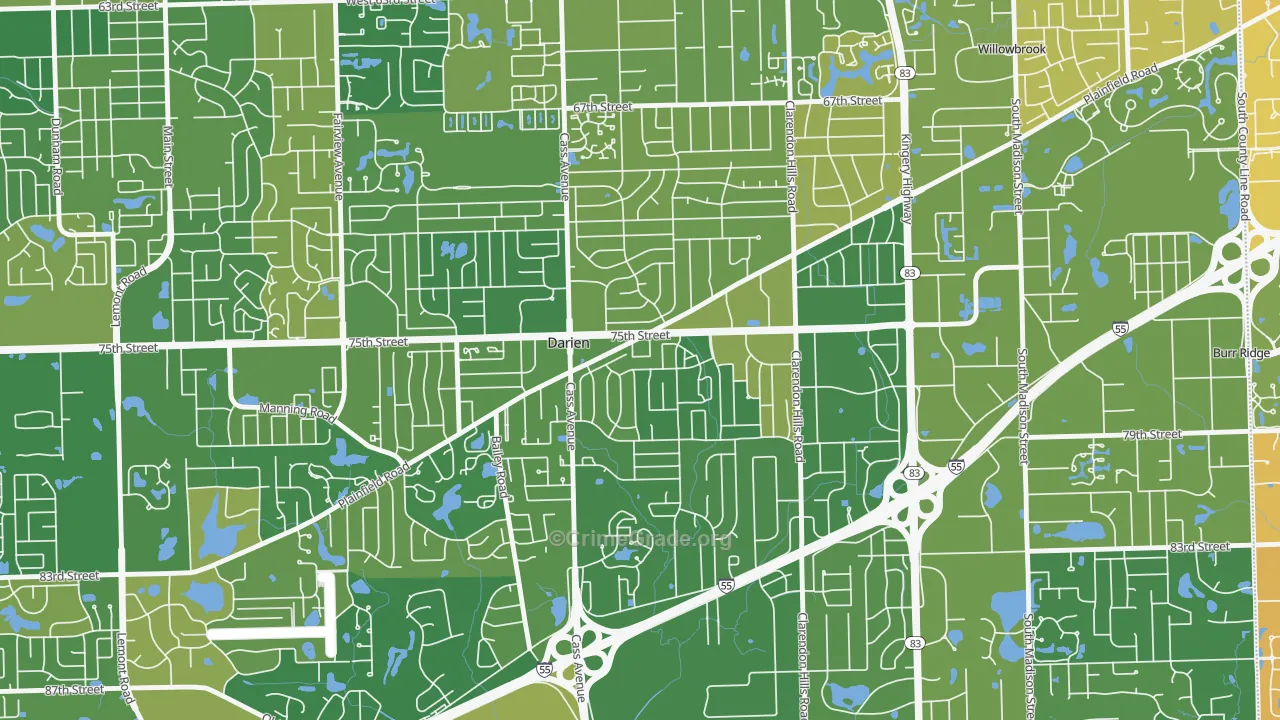 Lace, Darien, IL Map of Murder Rates