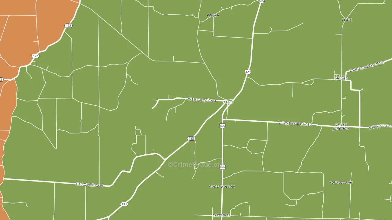 Lacey, AR Map of Murder Rates