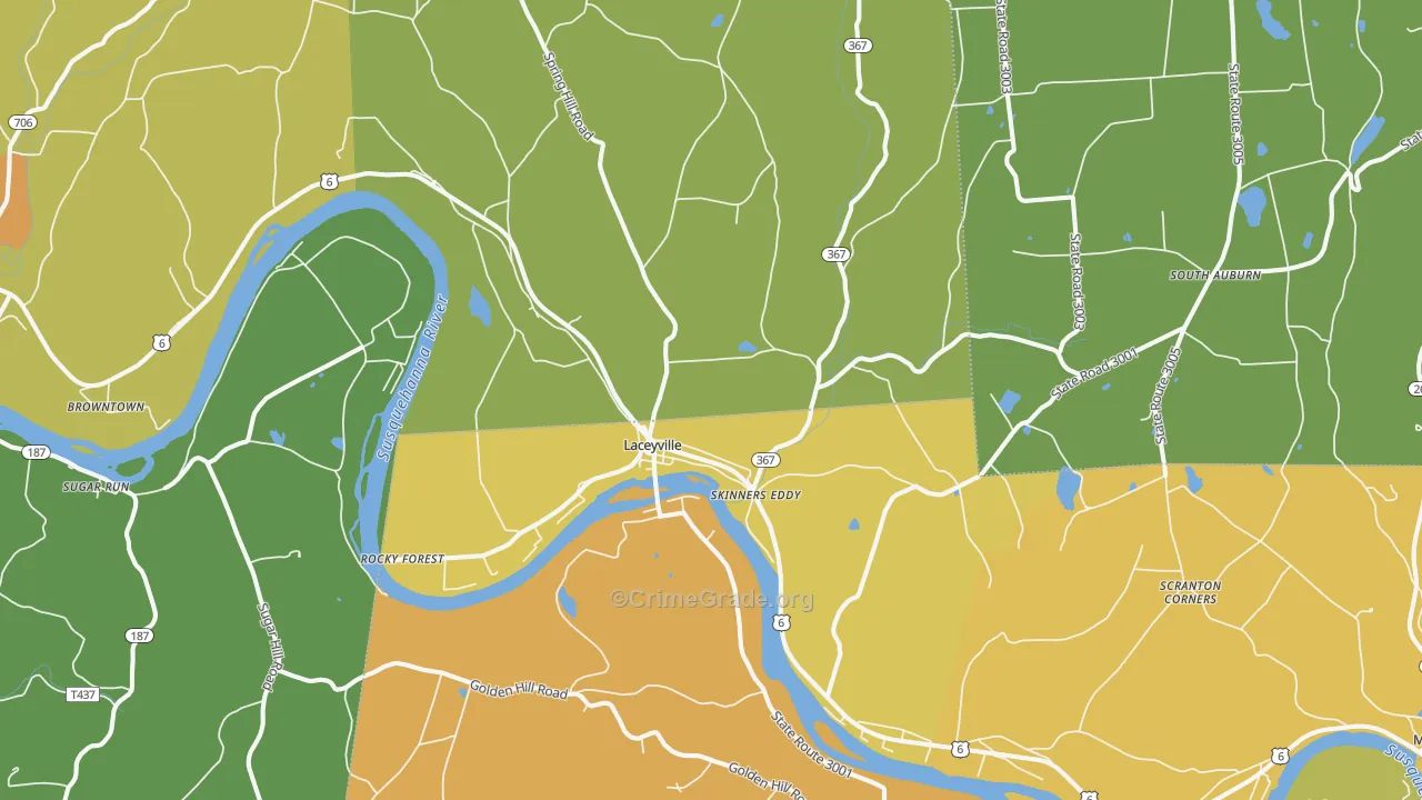 Laceyville, PA Map of Murder Rates