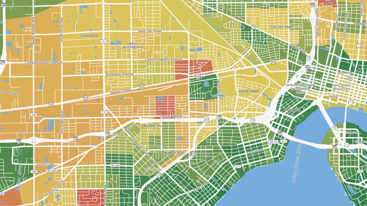Lackawanna, Jacksonville, FL Map of Murder Rates