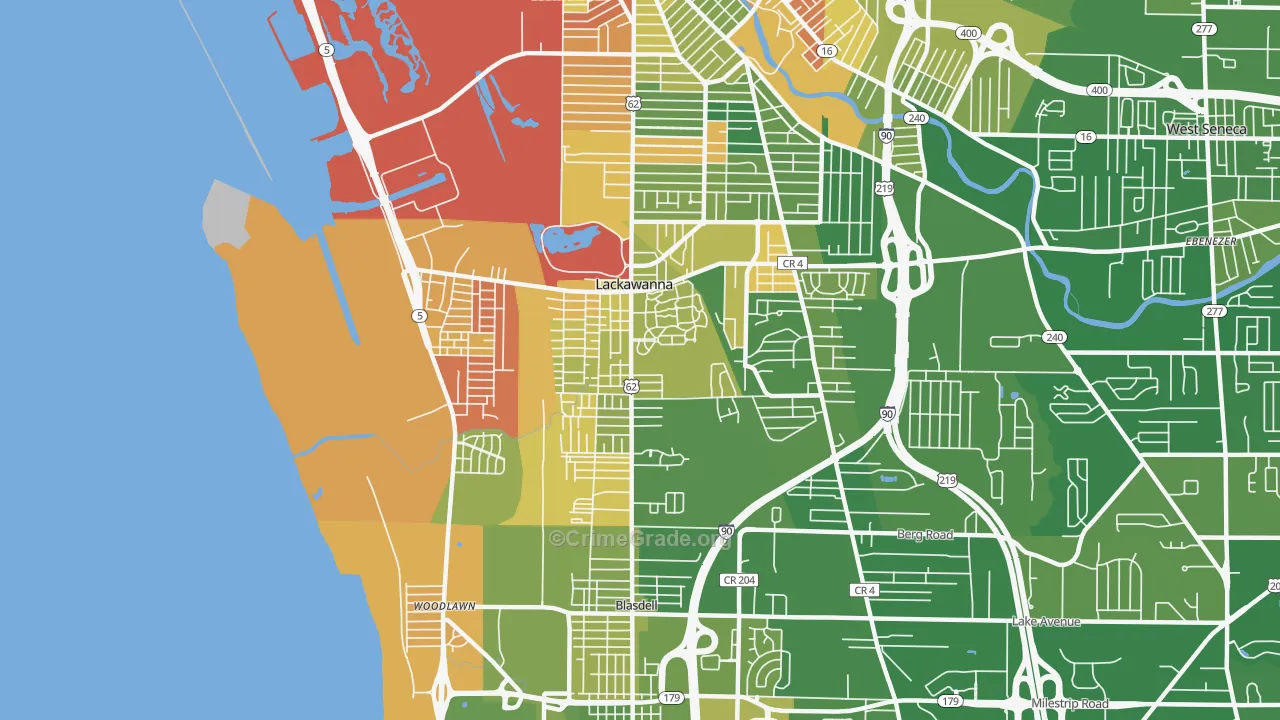 Lackawanna, NY Map of Murder Rates