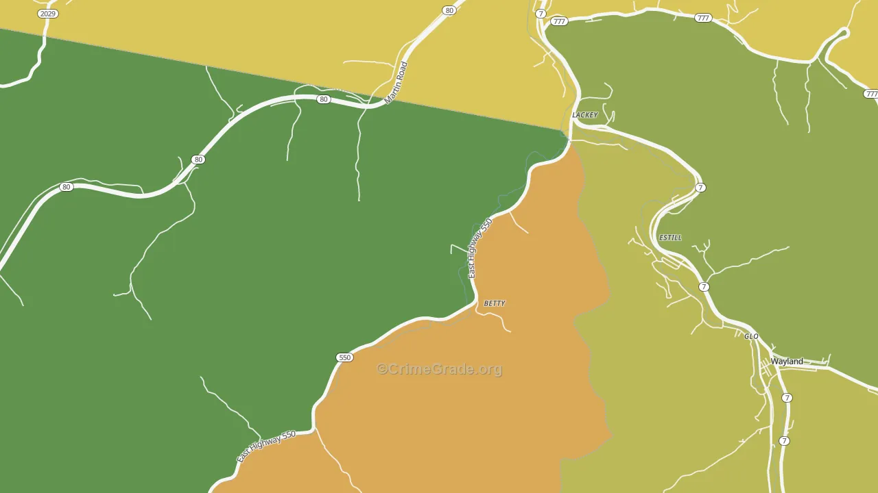 Lackey, KY Map of Murder Rates