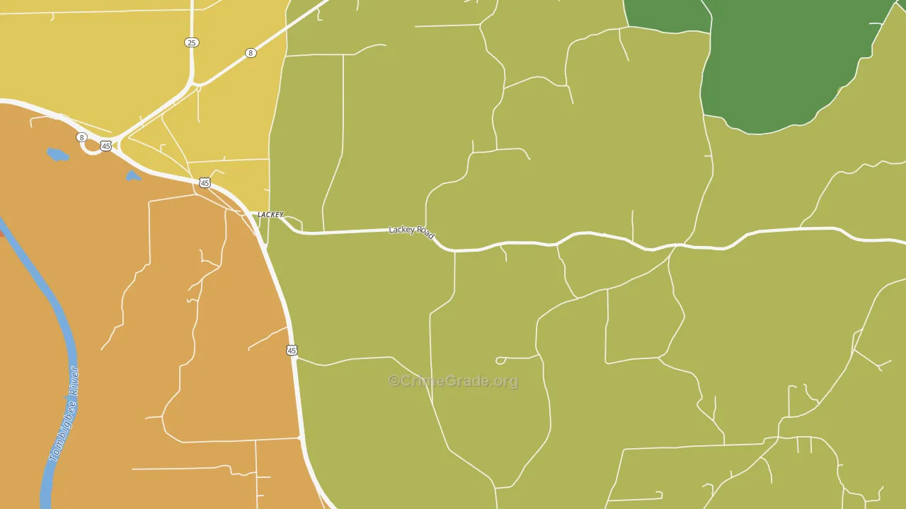 Lackey, MS Map of Murder Rates