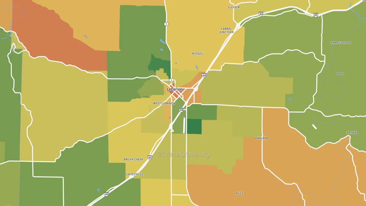 Laclede County, MO Map of Murder Rates