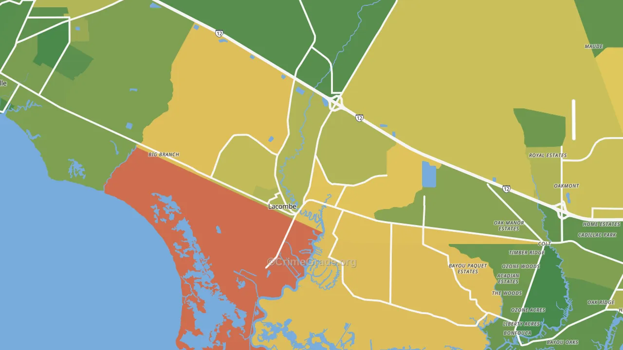Lacombe, LA Map of Murder Rates
