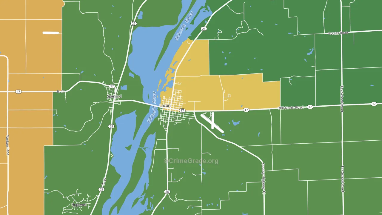 Lacon, IL Map of Murder Rates