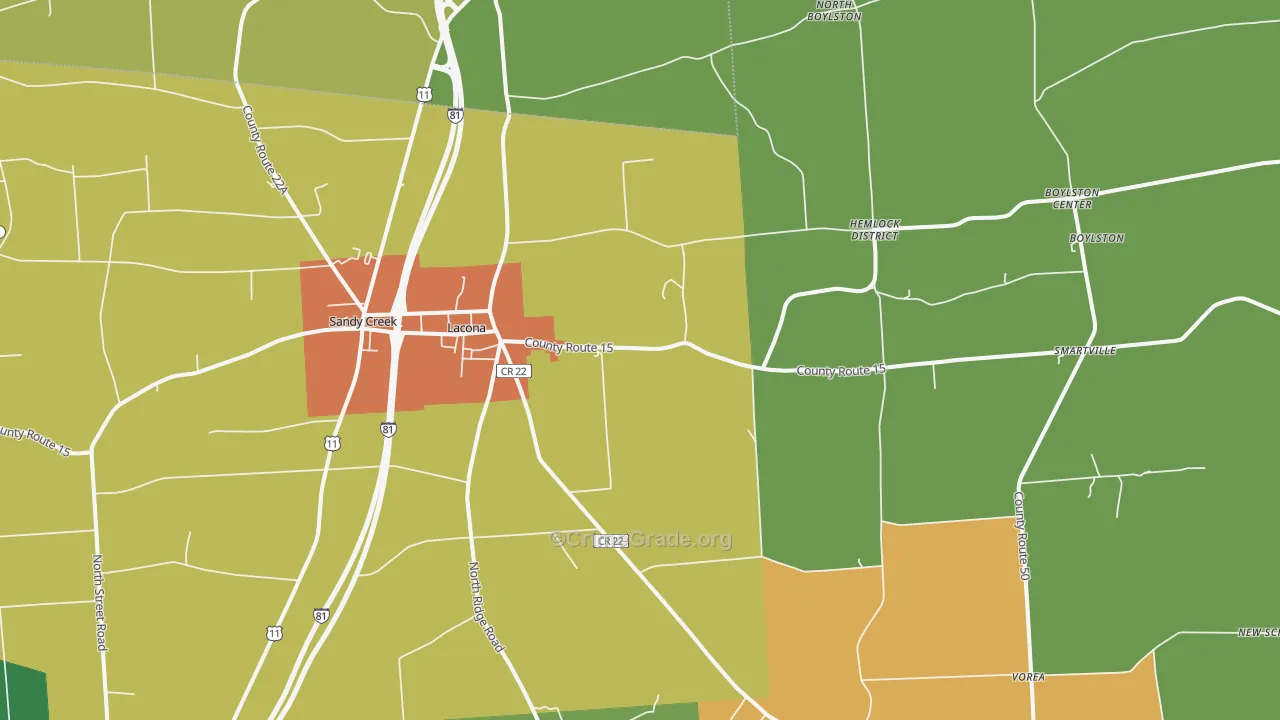 Lacona, NY Map of Murder Rates
