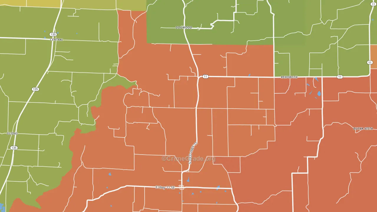 Laconia, IN Map of Murder Rates