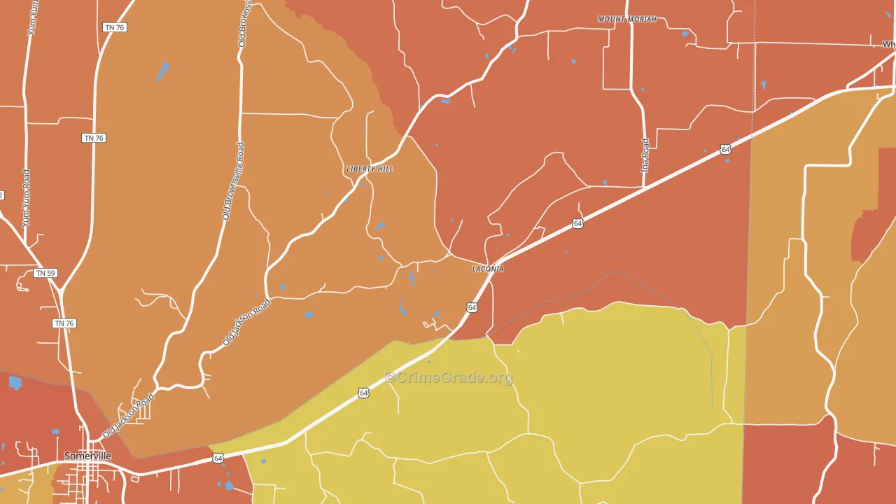 Laconia, TN Map of Murder Rates