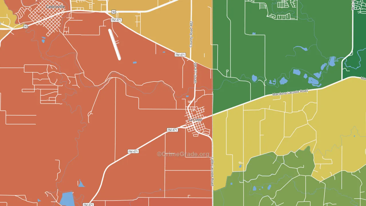 Lacoste, TX Map of Murder Rates