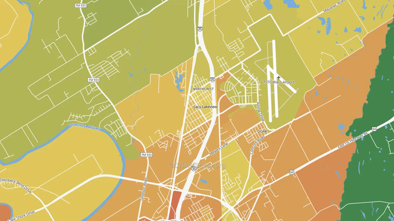 Lacy-Lakeview, TX Map of Murder Rates