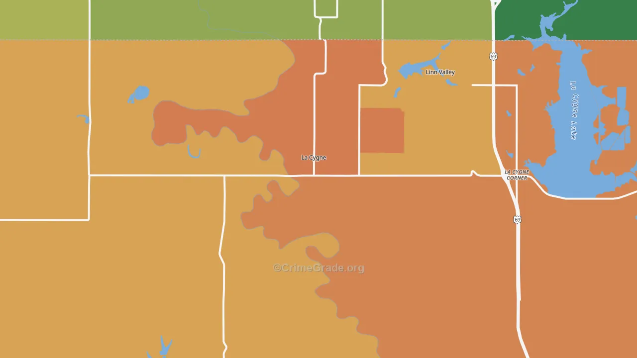 Lacygne, KS Map of Murder Rates