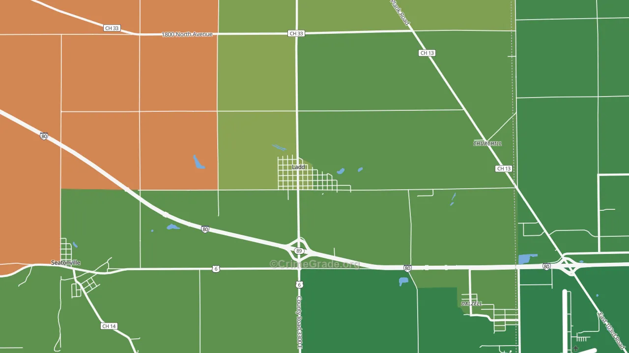 Ladd, IL Map of Murder Rates