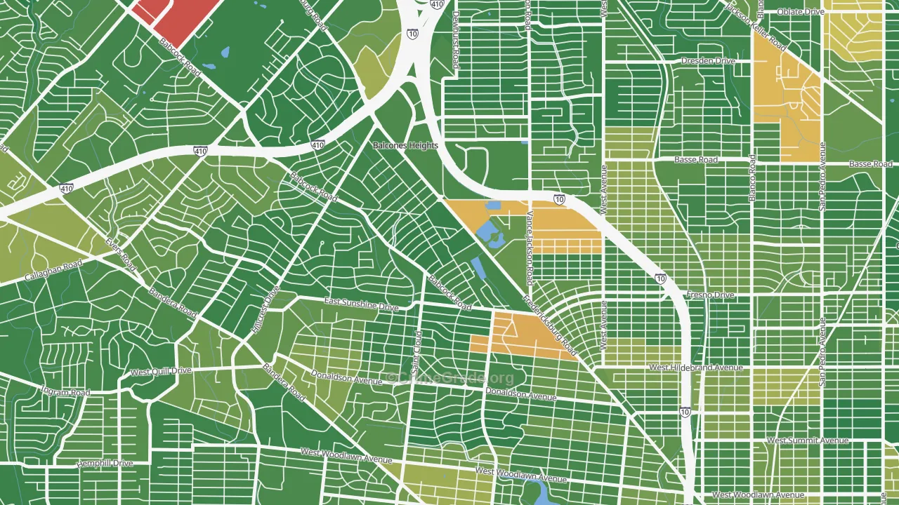 Laddie Place and North Wilson, San Antonio, TX Map of Murder Rates