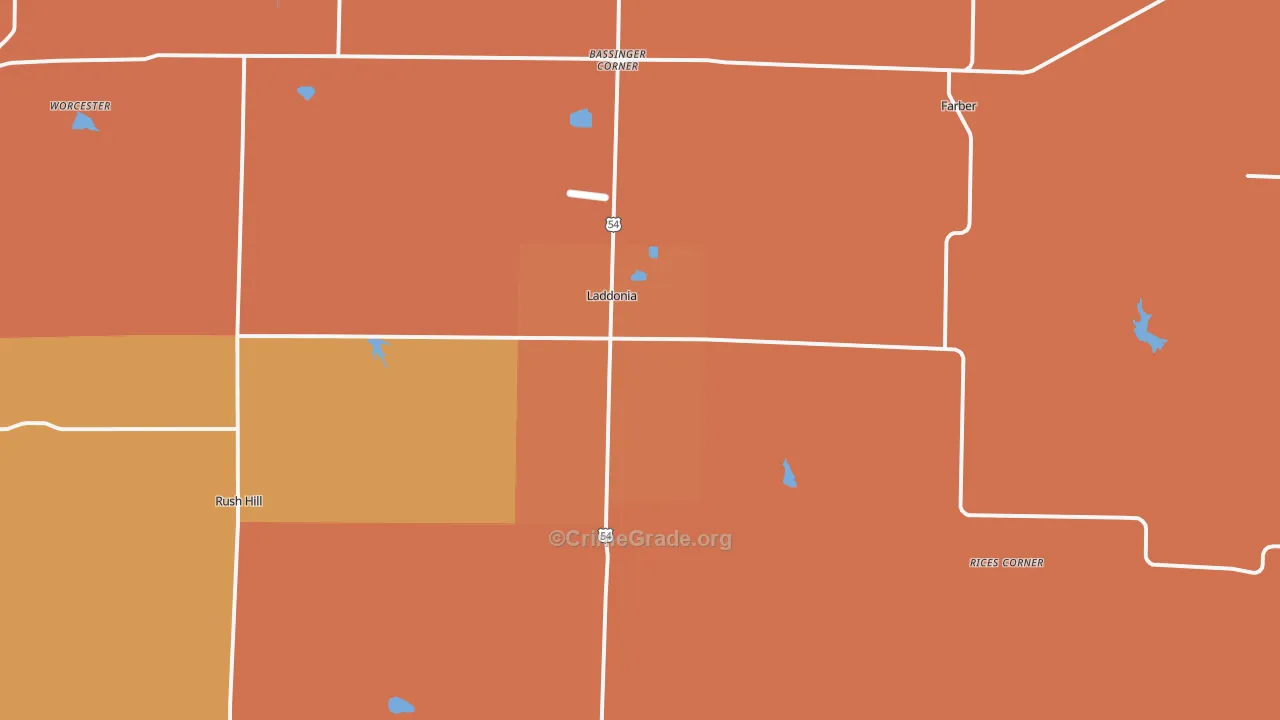 Laddonia, MO Map of Murder Rates