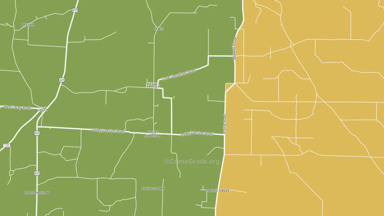 Ladelle, AR Map of Murder Rates